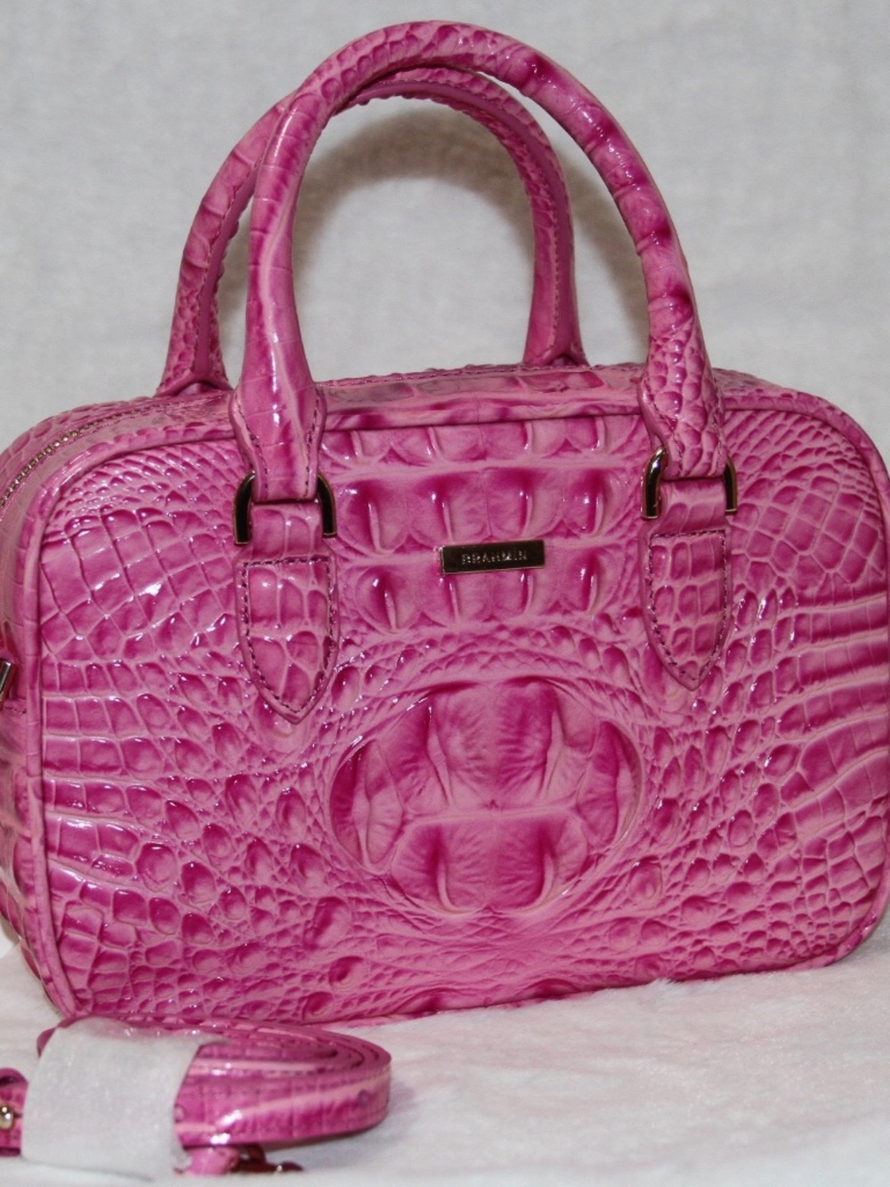 Perfect Eyes! BRAHMIN Mara Satchel Crossbody Bag Candy Pink Melbourne Leather